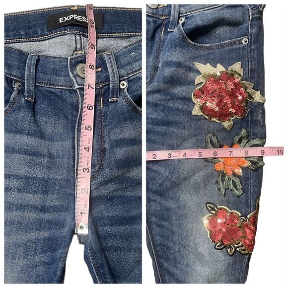 Embellished Express Mid Rise Embellished Jeans - Picture 13 of 15